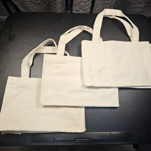 Set of Three Cream Canvas Tote Bags